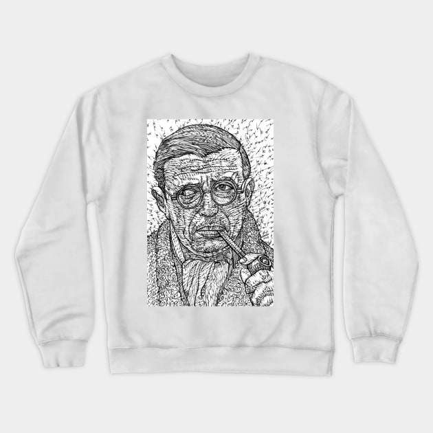 SARTRE ink portrait .1 Crewneck Sweatshirt by lautir